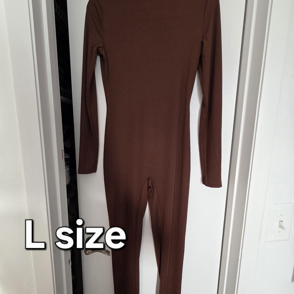 Brown Long Sleeve Jumpsuit